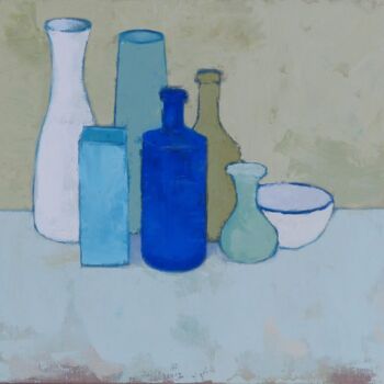 Painting titled "Nature morte M1" by Bénédicte Basili, Original Artwork, Oil Mounted on Wood Stretcher frame