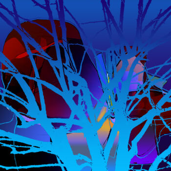 Digital Arts titled "PAYSAGE D'HIVER" by Gérard Esquerre, Original Artwork, Digital Painting Mounted on Wood Stretcher frame