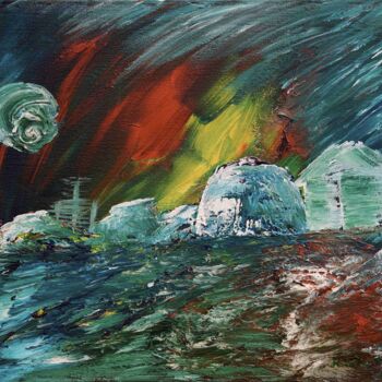 Peinture intitulée "Stormy Night" par Rodolfo V Ortiz, Œuvre d'art originale, Huile Monté sur Panneau de bois