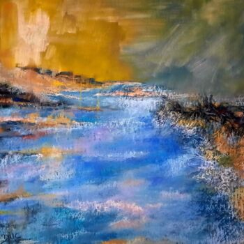Schilderij getiteld "La lagune" door Christian Duc, Origineel Kunstwerk, Pastel Gemonteerd op Houten paneel