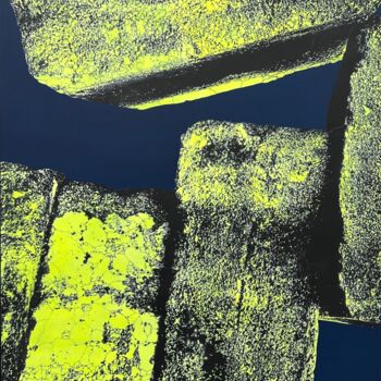 Malerei mit dem Titel "Equilibre Précaire…" von Olivier Secretan, Original-Kunstwerk, Schablone Auf Keilrahmen aus Holz mont…