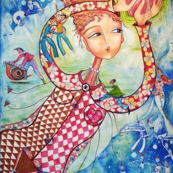 Peinture intitulée "Le monde de Vérène" par Mahé Ros, Œuvre d'art originale, Acrylique Monté sur Châssis en bois