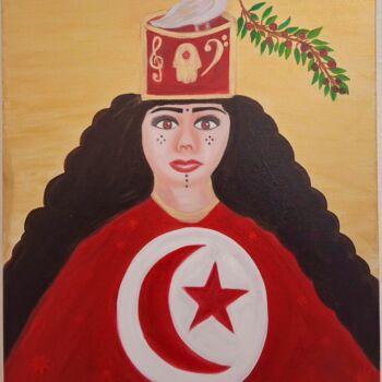 Peinture intitulée "FEMME DIVINE TUNISI…" par Haïfa Melliti, Œuvre d'art originale, Huile