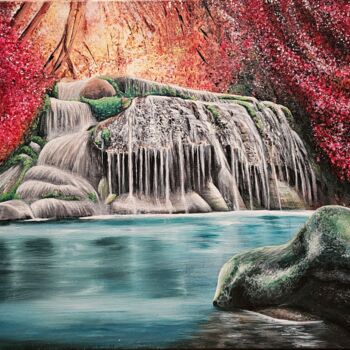 Peinture intitulée "Cascata dos Anjos" par Filipe Jardim, Œuvre d'art originale, Acrylique Monté sur Châssis en bois
