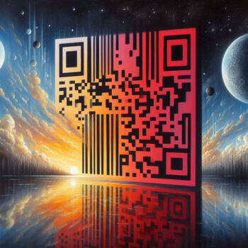 Digital Arts με τίτλο "QRCODE ONE" από Modane, Αυθεντικά έργα τέχνης, Εικόνα που δημιουργήθηκε με AI