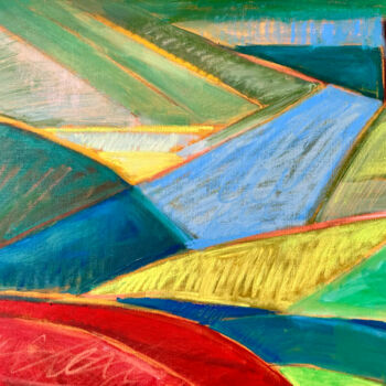 Peinture intitulée "Green hills" par Victoria Romanenko, Œuvre d'art originale, Huile Monté sur Châssis en bois