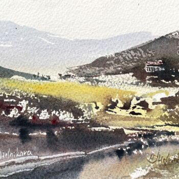 Картина под названием "Mountain landscape" - Olga Melnikova, Подлинное произведение искусства, Акварель