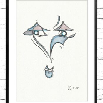 Zeichnungen mit dem Titel "The Face. The Stori…" von Ewa Dura, Original-Kunstwerk, Gel Stift