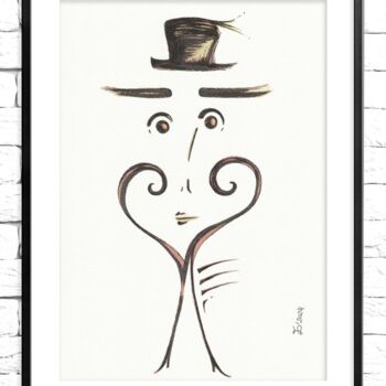 图画 标题为“...in-a-bowler-hat” 由Ewa Dura, 原创艺术品, 中性笔