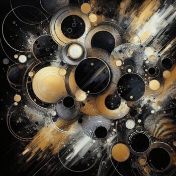 Digital Arts titled "Ecliptic Harmony" by Jeff Iverson, Original Artwork, AI generated image Mounted on Wood Stretcher frame