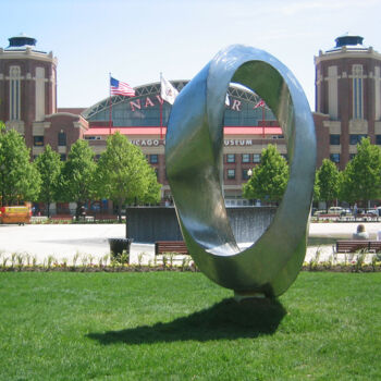 Sculpture intitulée "Double Mobius Strip" par Plamen Yordanov, Œuvre d'art originale, Métaux