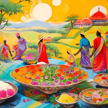 Painting titled "Food culture" by Sandeep Kumar Mishra, Original Artwork, Acrylic