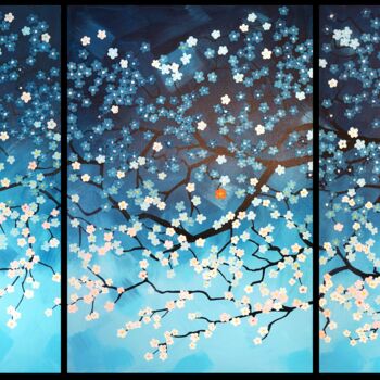 Pittura intitolato "Cherry Blossom 4.,…" da Sarah I. Avni, Opera d'arte originale, Acrilico Montato su Telaio per barella in…
