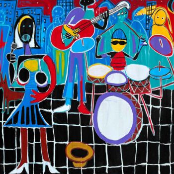 Peinture intitulée "Músicos Callejeros" par Enrique Pichardo, Œuvre d'art originale, Acrylique