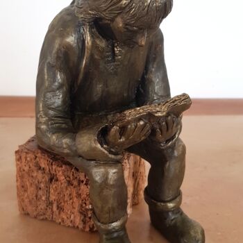 Sculpture titled "La lecture" by Cathy Cheneau, Original Artwork, Clay