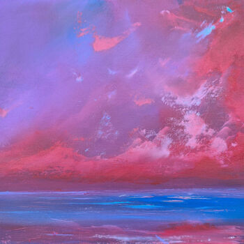 Malerei mit dem Titel "Reddish Clouds" von Sophia Kühn, Original-Kunstwerk, Acryl Auf Keilrahmen aus Holz montiert