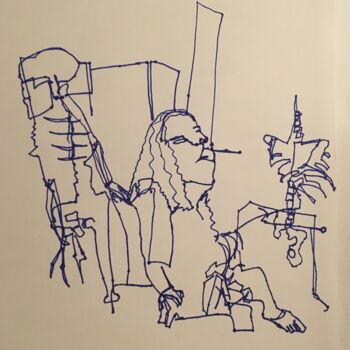 Drawing titled "Taking a Break" by Lisa Trevino, Original Artwork, Ballpoint pen
