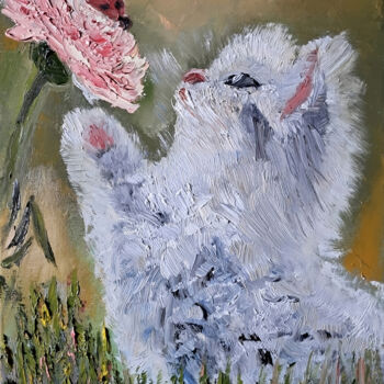 "Little kitty" başlıklı Tablo Maria Galan tarafından, Orijinal sanat, Petrol Ahşap Sedye çerçevesi üzerine monte edilmiş