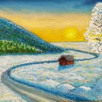 Peinture intitulée "Road to the Mountain" par Adonis Tukhvatshyn, Œuvre d'art originale, Pastel