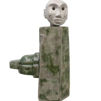 Sculpture titled "ADAK BRUTALIST HEAD" by Paolo Castagna (Brutalist Design), Original Artwork, Concrete