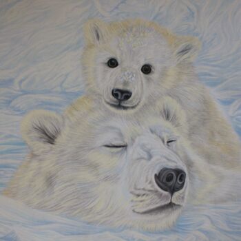 제목이 "Bear Hugs"인 그림 Deidra Smith로, 원작, 연필