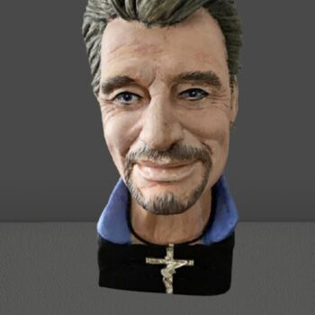Sculpture intitulée "Buste Johnny Hallyd…" par Le Filon D'Art, Œuvre d'art originale, Plâtre