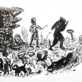 Σχέδιο με τίτλο "La sécurité est un…" από Bruno Sentier (Assemblages), Αυθεντικά έργα τέχνης, Μελάνι