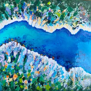 Peinture intitulée "Bleu miroir" par Sonia Di Maccio, Œuvre d'art originale, Acrylique Monté sur Châssis en bois