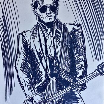 图画 标题为“Johnny Depp” 由Hugo Silva, 原创艺术品, 标记