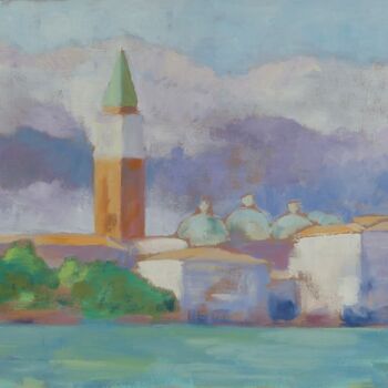 Painting titled "Venise 2" by Bénédicte Basili, Original Artwork, Oil Mounted on Wood Stretcher frame