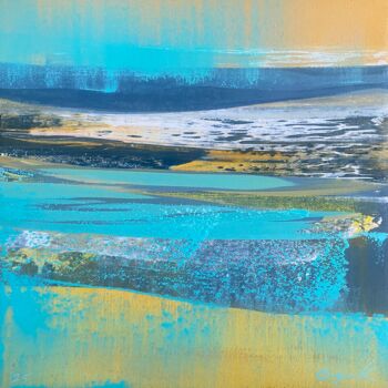 Painting titled "Meditative morning." by Katsiaryna Sumarava, Original Artwork, Oil Mounted on Wood Stretcher frame