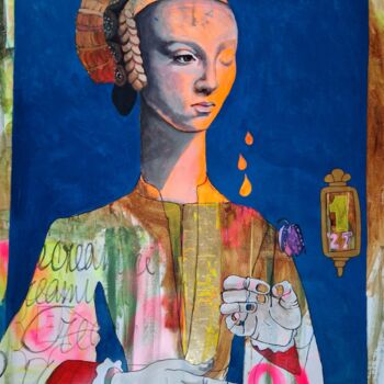 Painting titled "Fritilaria Meleagris" by Romy Van Rijckevorsel, Original Artwork, Acrylic Mounted on Aluminium