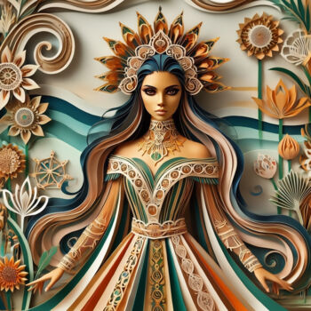 Digitale Kunst mit dem Titel "Papercraft Majesty:…" von Alberto Capitani, Original-Kunstwerk, KI-generiertes Bild
