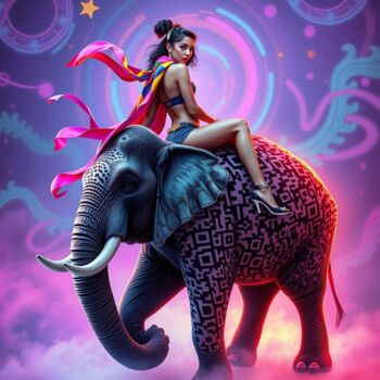 Digital Arts titled "QR CODE éléphant" by Modane, Original Artwork, AI generated image