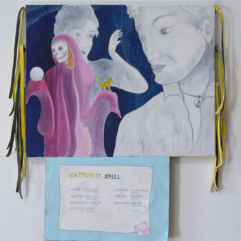 Painting titled "Happiness Spell" by Maria Peters, Original Artwork, Oil