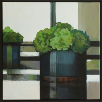 Painting titled "Flowers and Squares" by Bo Kravchenko, Original Artwork, Oil