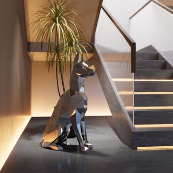 Sculpture intitulée "the Doberman NO.3" par Sebastian Novaky, Œuvre d'art originale, Acier inoxydable