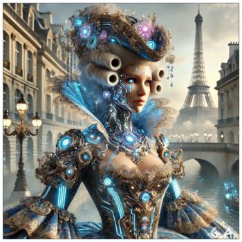 Arts numériques intitulée "Cyber-Rococo: Paris…" par Gaboriau Gérald, Œuvre d'art originale, Image générée par l'IA