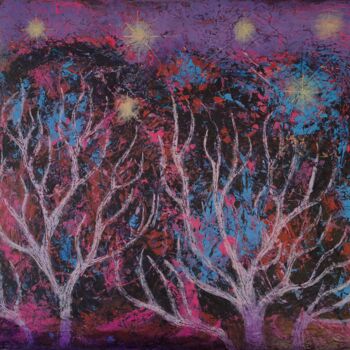 Painting titled "Whispering Trees Un…" by So Zo, Original Artwork, Acrylic Mounted on Wood Stretcher frame