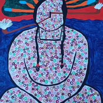 Painting titled "No name 21" by Arina Mari, Original Artwork, Acrylic Mounted on Cardboard