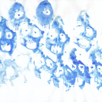 印花与版画 标题为“Blaue Fratzen in Ka…” 由Götz Wiedenroth, 原创艺术品, 模拟打印