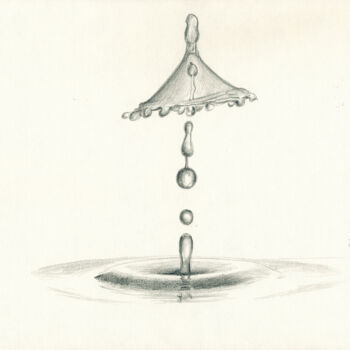 Dessin intitulée "Wassertropfen Aufpr…" par Götz Wiedenroth, Œuvre d'art originale, Crayon