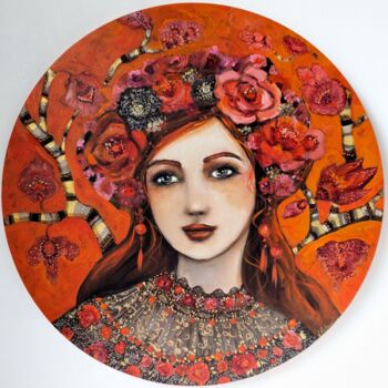 Painting titled "Clémentine" by Loetitia Pillault, Original Artwork, Acrylic Mounted on Wood Stretcher frame