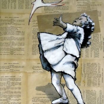 Painting titled "L'oiseau" by Vincent Tessier Xxc, Original Artwork, Acrylic