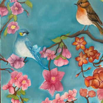 Peinture intitulée "Le printemps" par Maïlane Declercq, Œuvre d'art originale, Huile Monté sur Châssis en bois