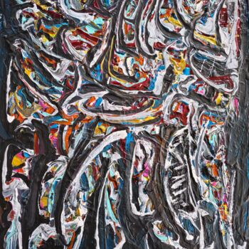 Painting titled "Becoming" by Andrew Walaszek, Original Artwork, Acrylic Mounted on Cardboard