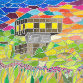 Desenho intitulada "le guetteur- Cagnes…" por Eric Audry, Obras de arte originais, Tinta