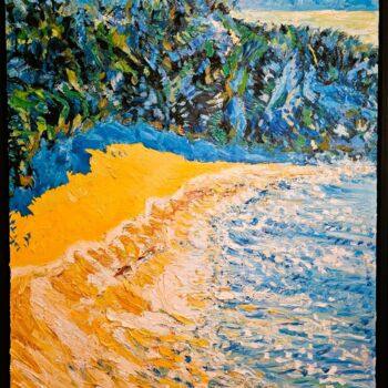 Painting titled "COASTAL BLISS" by Bertrand Gossart, Original Artwork, Oil Mounted on Wood Stretcher frame