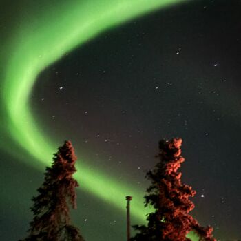 Photography titled "Aurora Borealis" by Lisa Trevino, Original Artwork, Digital Photography Mounted on Wood Panel