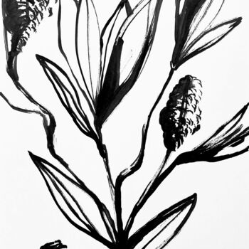 Drawing titled "Sunset garden -1" by Daridizain.Art, Original Artwork, Ink